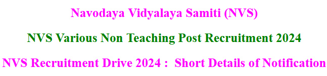 NVS Recruitment